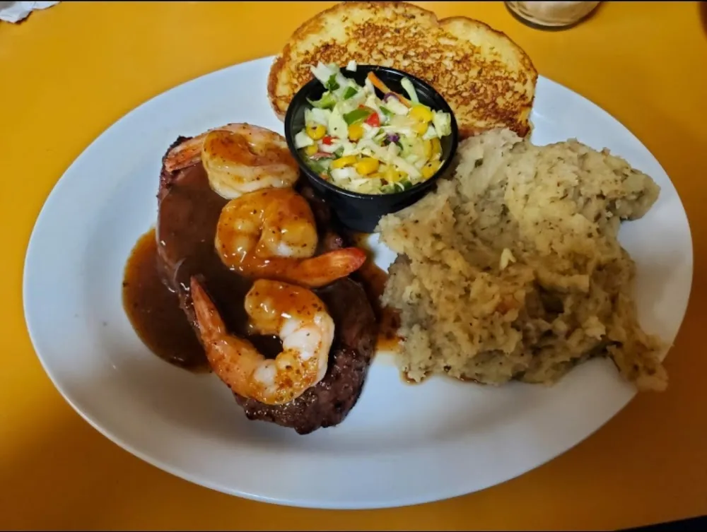 Whiskey Steak and Shrimp